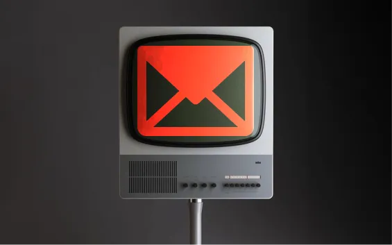 footer image, an old tv with a mail icon on screen