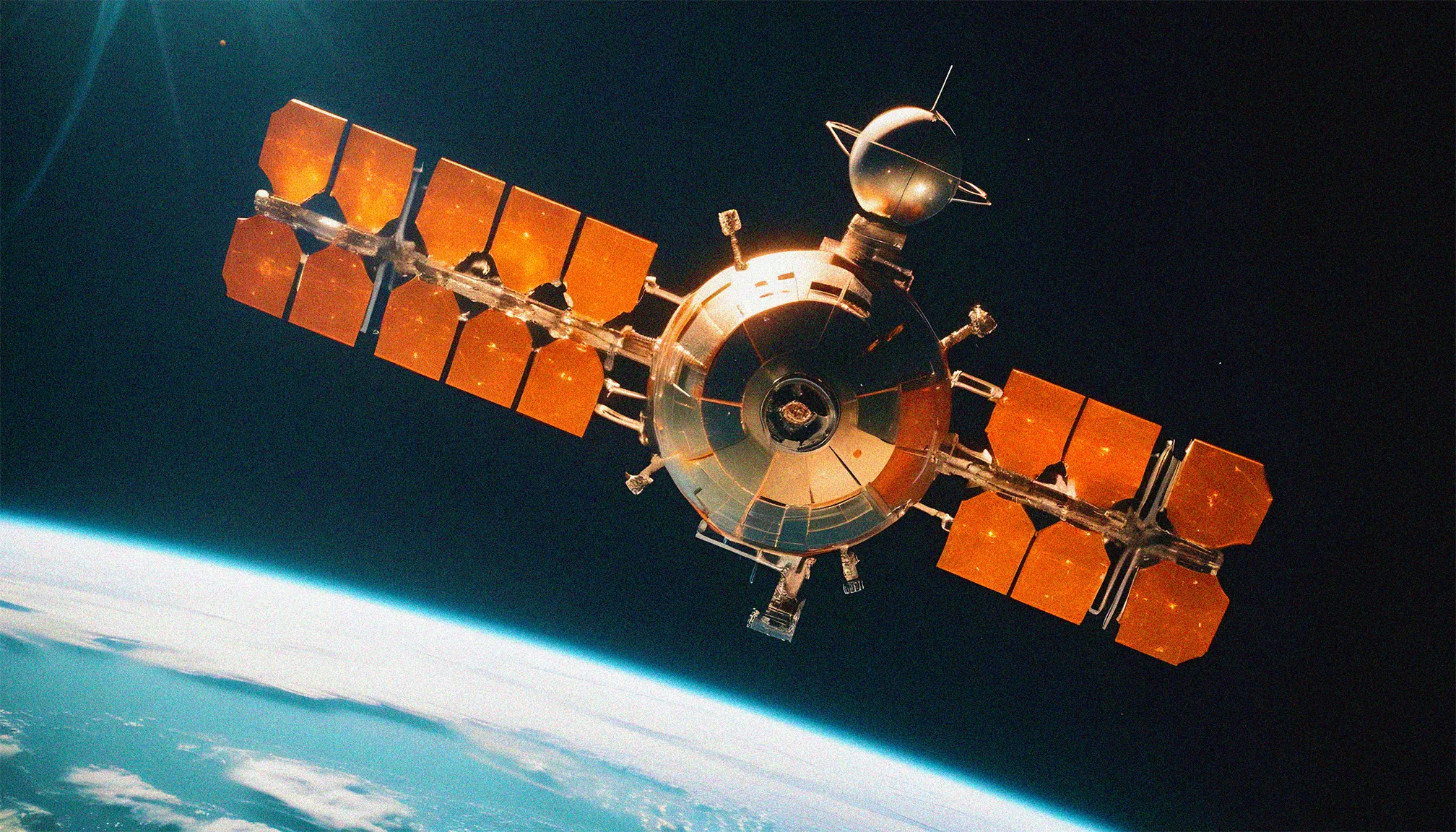 image of a satellite in giscardpunk style